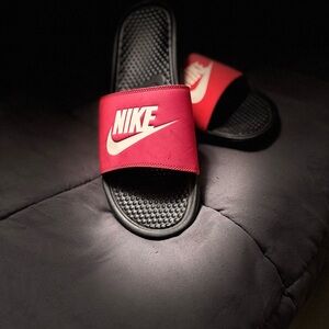 Nike Red and Black Slide Sandals